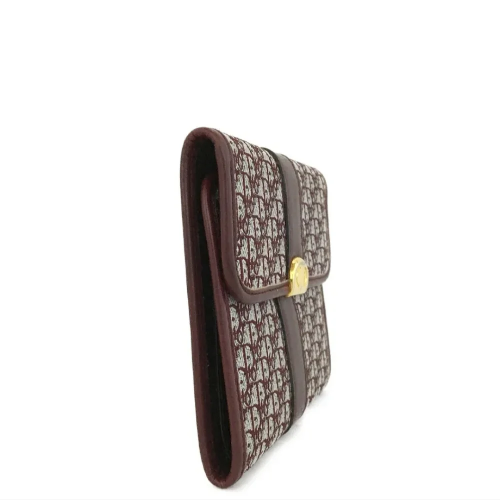 Christian Dior CD Logo Trotter Canvas Leather Trifold Wallet